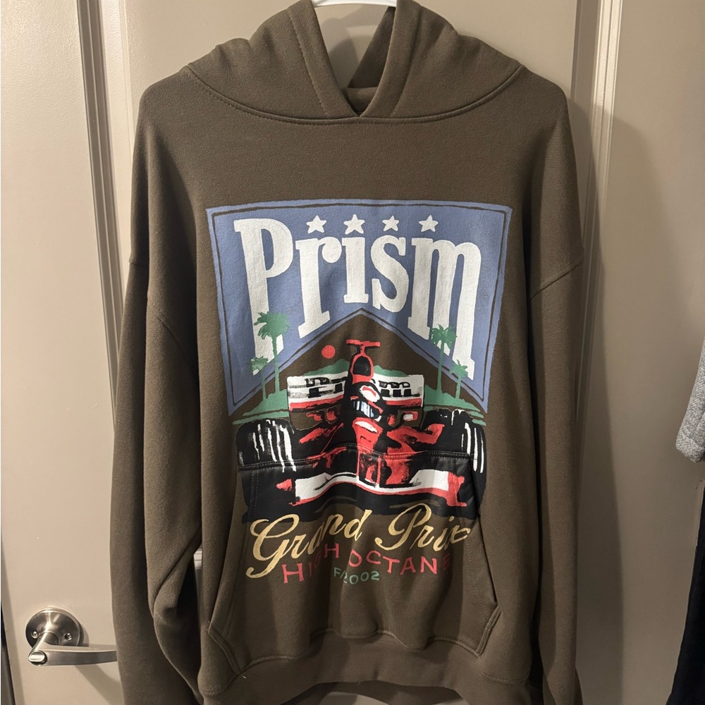 PRISM Olive Graphic Hoodie with Racing Design